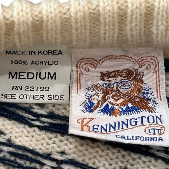 Vintage Cream Nordic Knit Fair Isle Sweater Pullover Knit Ski Sweater Medium  - - Picture 4 of 4